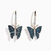 Earrings|Effy Jewelry 14K Rose Gold White and Blue Diamond Butterfly Earrings