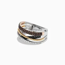 Rings|BH Multi 14K Tri-Color Gold Black, Brown and White Diamond Ring, 0.38 TCW