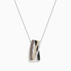 Necklaces & Pendants|BH Multi 14K Trio-Color Gold Brown, Black and White Diamond Pendant 0.61 TCW