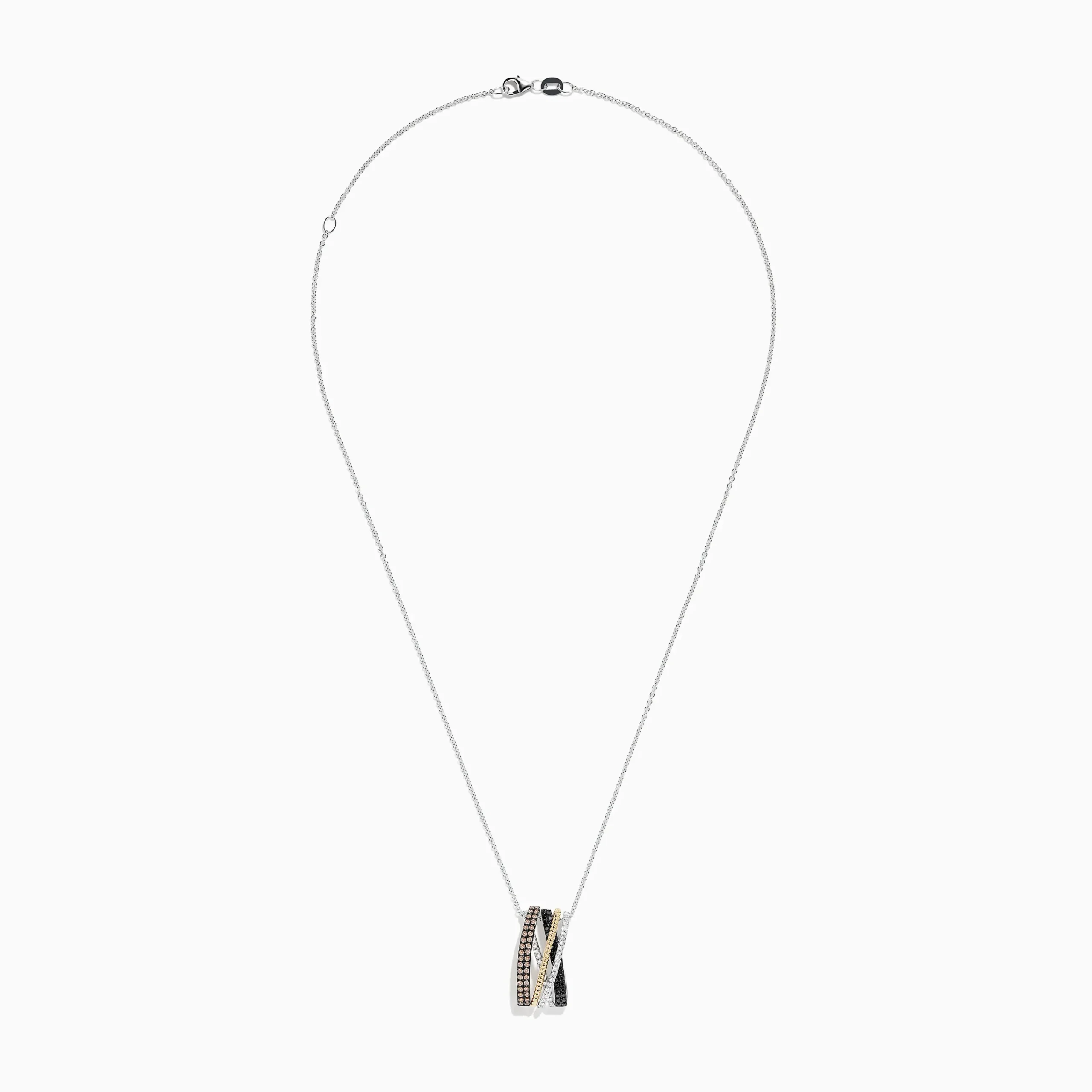 Necklaces & Pendants|BH Multi 14K Trio-Color Gold Brown, Black and White Diamond Pendant 0.61 TCW
