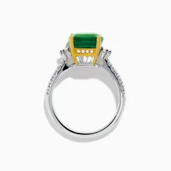 Rings|Effy Jewelry 18K Two Tone Gold Emerald and Diamond Ring