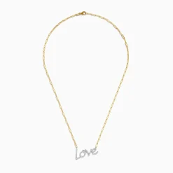 Necklaces & Pendants|Effy Jewelry 14K Two Tone Gold Love Pendant with Paperclip Chain
