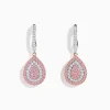 Earrings|Effy Jewelry 14K Two Tone Gold Pink and White Diamond Earrings