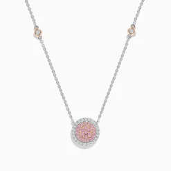 Necklaces & Pendants|Effy Jewelry 14K Two Tone Gold Pink and White Diamond Necklace