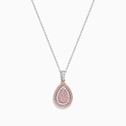Necklaces & Pendants|Effy Jewelry 14K Two Tone Gold Pink and White Diamond Pendant