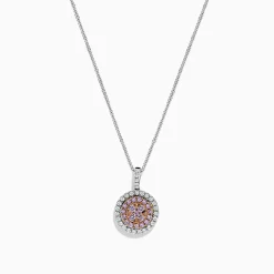 Necklaces & Pendants|BH Multi 14K Two Tone Gold Pink and White Diamond Pendant, 0.54 TCW