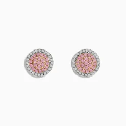 Earrings|Effy Jewelry 14K Two Tone Gold Pink and White Diamond Earrings