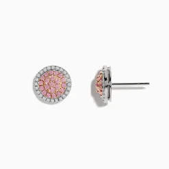 Earrings|Effy Jewelry 14K Two Tone Gold Pink and White Diamond Earrings