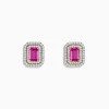Earrings|Effy Jewelry 14K Two Tone Gold Pink Sapphire and Diamond Earrings