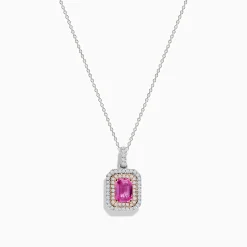 Necklaces & Pendants|Effy Jewelry 14K Two Tone Gold Pink Sapphire and Diamond Pendant