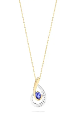 Necklaces & Pendants|Effy Jewelry 14K Two Tone Gold Tanzanite and Diamond Pendant, 0.87 TCW