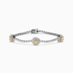 Bracelets|Effy Jewelry 18K Two Tone Gold Yellow and White Diamond Bracelet
