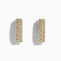 Earrings|Effy Jewelry 14K Two Tone White and Yellow Diamond Hoop Earrings