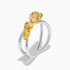 Rings|Effy Jewelry 18K Two Tone White u0026 Yellow Diamond Criss Cross Ring