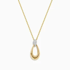 Necklaces & Pendants|Effy Jewelry 14K Two-Tone Gold and Diamond Dewdrop Pendant