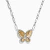 Necklaces & Pendants|Effy Jewelry 14K Two-Tone Gold Diamond Butterfly Necklace