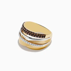 Rings|Effy Jewelry 14K Two-Tone Gold Espresso and White Diamond Crossover Ring