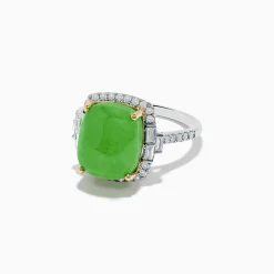 Rings|Effy Jewelry 14K Two-Tone Gold Green Jade and Diamond Ring