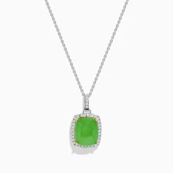 Necklaces & Pendants|Effy Jewelry 14K Two-Tone Gold Jade and Diamond Pendant