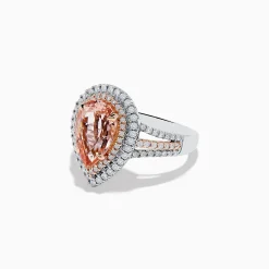 Rings|Effy Jewelry 14K Two-Tone Gold Pear Shaped Morganite and Diamond Cocktail Ring