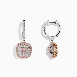 Earrings|Effy Jewelry 14K Two-Tone Gold Pink and White Diamond Drop Earrings