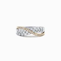 Rings|effyjewelry.com 14K White and Yellow Gold Diamond Crossover Ring, 1.00 TCW
