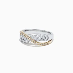 Rings|effyjewelry.com 14K White and Yellow Gold Diamond Crossover Ring, 1.00 TCW