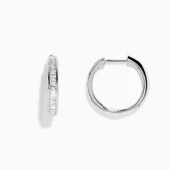 Earrings|BH Multi 14K White Gold 7/8" Diamond Hoop Earrings 0.49 TCW