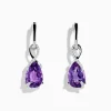Earrings|Effy Jewelry 14K White Gold Amethyst and Diamond Earrings