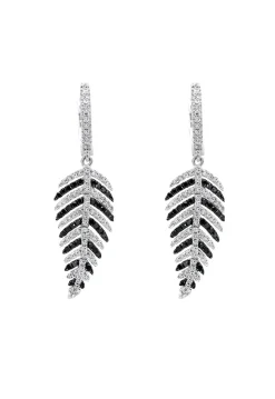 Earrings|Effy Jewelry 14K White Gold Black and White Diamond Earrings, 1.05 TCW