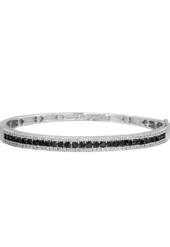 Bracelets|Effy Jewelry 14K White Gold Black and White Diamond Bangle, 2.13 TCW
