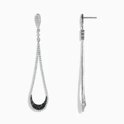 Earrings|Effy Jewelry 14K White Gold Black and White Diamond Drop Earrings, 1.70 TCW