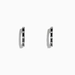 Earrings|BH Multi 14K White Gold Black and White Diamond Hoop Earrings, 0.45 TCW
