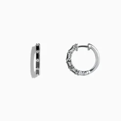 Earrings|BH Multi 14K White Gold Black and White Diamond Hoop Earrings, 0.45 TCW