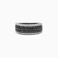 Rings|Effy Jewelry 14K White Gold Black and White Diamond Ring, 1.28 TCW