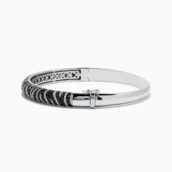 Bracelets|Effy Jewelry 14k White Gold Black and White Diamond Zebra Print Bangle