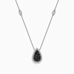 Necklaces & Pendants|BH Multi 14K White Gold Black and White Diamond Pear Shaped Necklace, 1.09 TCW