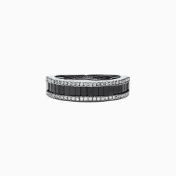 Rings|Effy Jewelry 14K White Gold Black and White Diamond Band Ring, 1.06 TCW