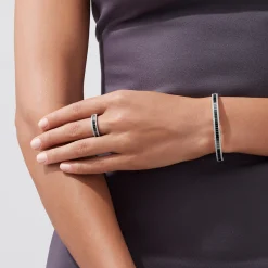 Rings|Effy Jewelry 14K White Gold Black and White Diamond Band Ring, 1.06 TCW