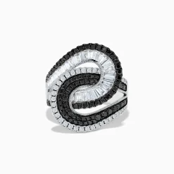 Rings|Effy Jewelry 14K White Gold Black and White Diamond Swirl Ring