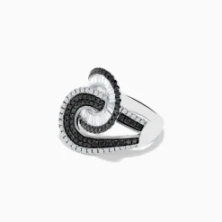 Rings|Effy Jewelry 14K White Gold Black and White Diamond Swirl Ring