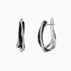 Earrings|Effy Jewelry 14K White Gold Black and White Diamond Earrings, 0.79 TCW