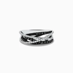 Rings|Effy Jewelry 14K White Gold Black and White Diamond Ring, .72 TCW