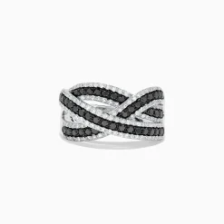 Rings|BH Multi 14K White Gold Black and White Diamond Cross Over Ring