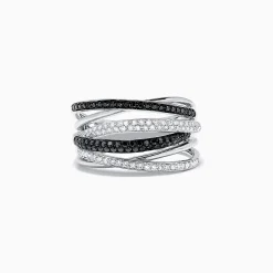 Rings|Effy Jewelry 14K White Gold Black and White Diamond Ring, 0.56 TCW