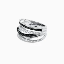 Rings|Effy Jewelry 14K White Gold Black and White Diamond Ring, 0.56 TCW