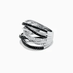 Rings|Effy Jewelry 14K White Gold Black and White Diamond Ring, 0.74 TCW