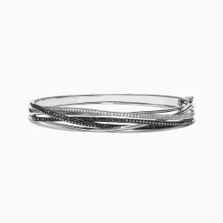 Bracelets|Effy Jewelry 14K White Gold Black and White Diamond Bangle, 1.26 TCW