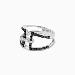 Rings|Effy Jewelry 14K White Gold Black and White Diamond Ring, 0.49 TCW