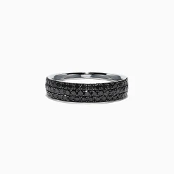 Rings|Effy Jewelry 14K White Gold Black Diamond Band Ring, 0.88 TCW